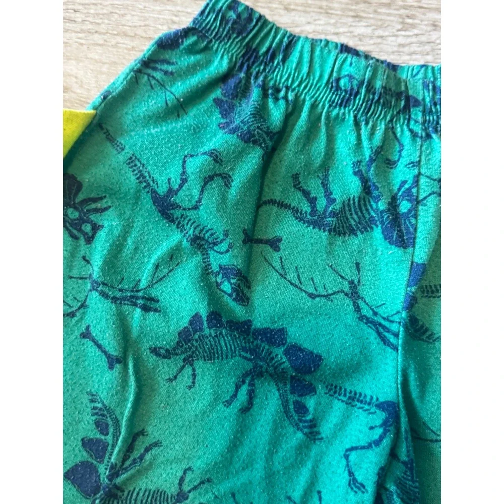 Carters Toddler 4T Green Dinosaur Skeleton Pajama Shorts with 3D Spikes